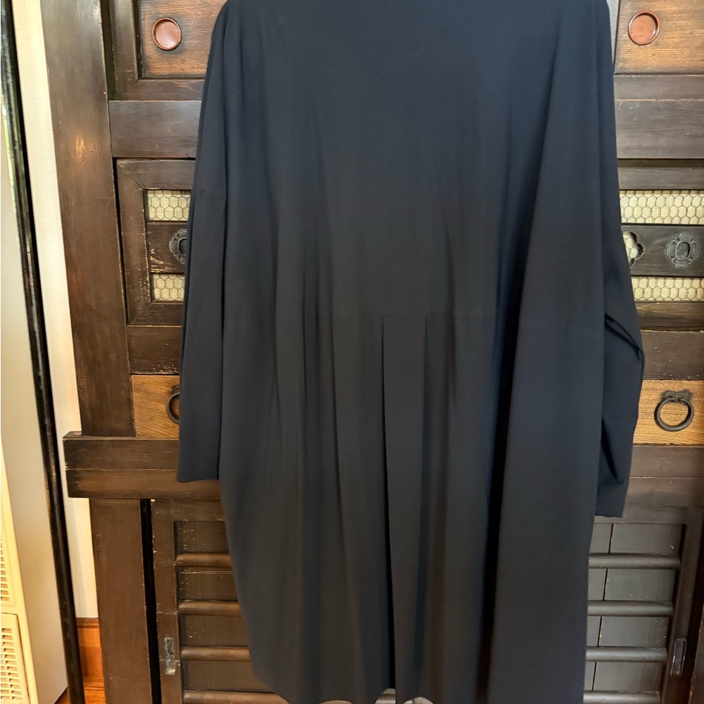 Navy Longline Button-Down Shirt - image 3